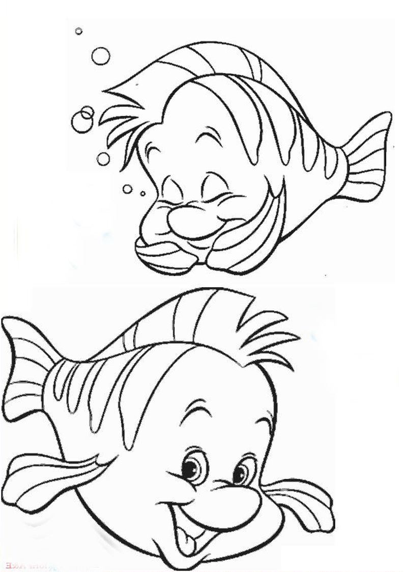 kolorowanka  Ariel z bajki Mała Syrenka od wytwórni Disney, obrazek do wydruku i pokolorowania kredkami numer 48